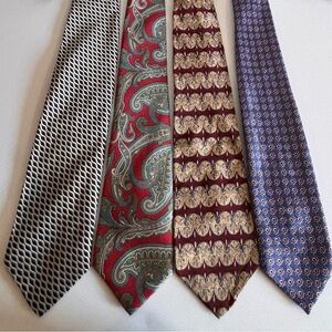 4- uniquely different silk ties. All top manufacturers. From formal to casual.